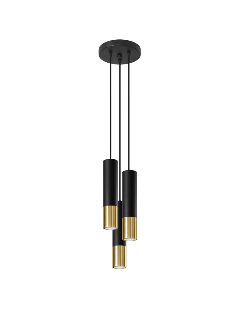 Sollux Lampa wisząca LOOPEZ 3P czarny/złoty SL.0955 Sollux Lampa wisząca LOOPEZ 3P czarny/złoty SL.0955