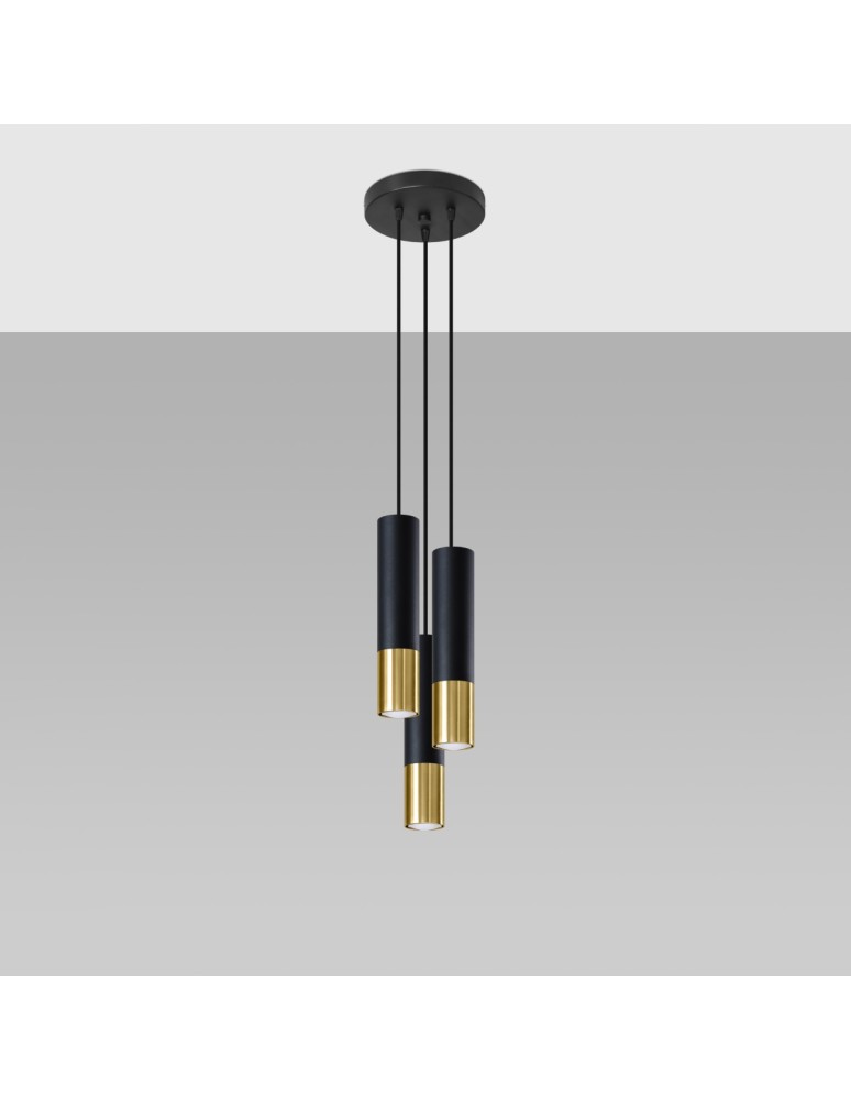 Sollux Lampa wisząca LOOPEZ 3P czarny/złoty SL.0955 Sollux Lampa wisząca LOOPEZ 3P czarny/złoty SL.0955