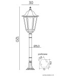 Lampy ogrodowe stojące - SU-MA Retro Maxi K 5002/2 BD 50 (120 cm ) Stojąca - produkt 7