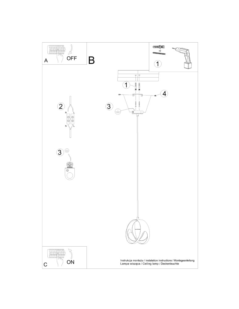 Sollux Lampa wisząca TULOS 1 biała SL.1083 Sollux Lampa wisząca TULOS 1 biała SL.1083