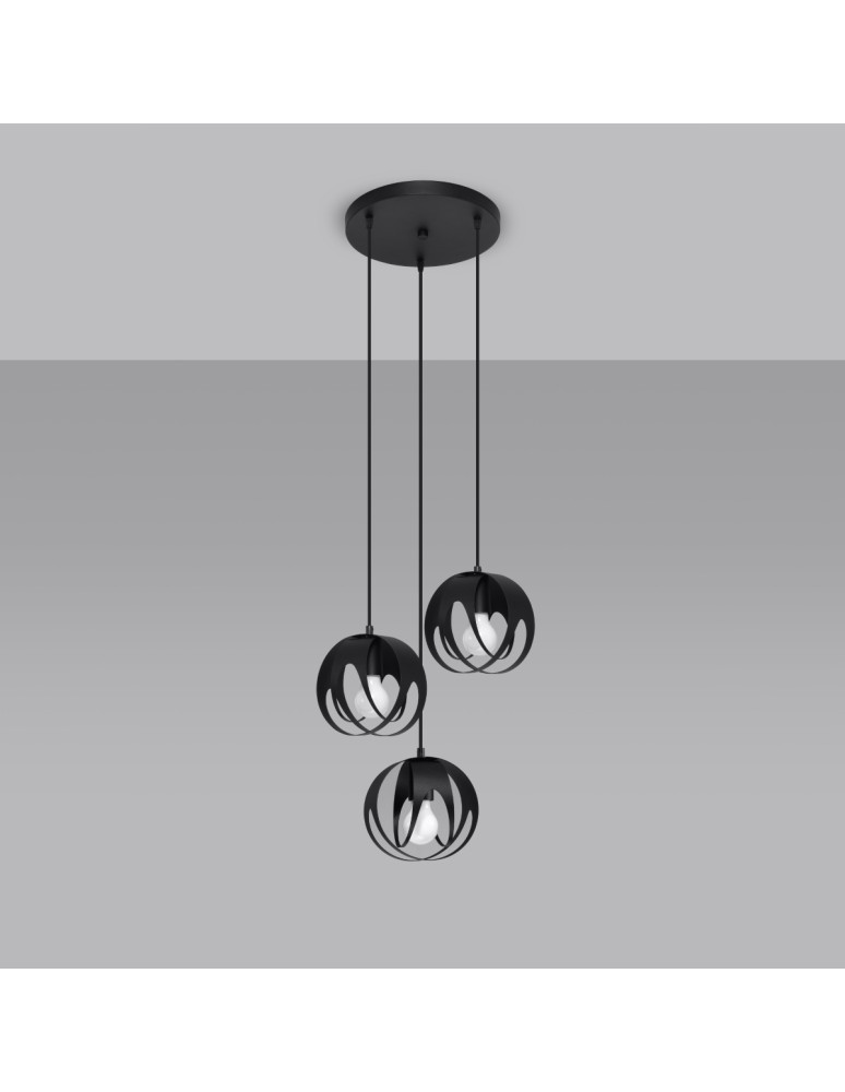 Sollux Lampa wisząca TULOS 3P czarna SL.1088 Sollux Lampa wisząca TULOS 3P czarna SL.1088