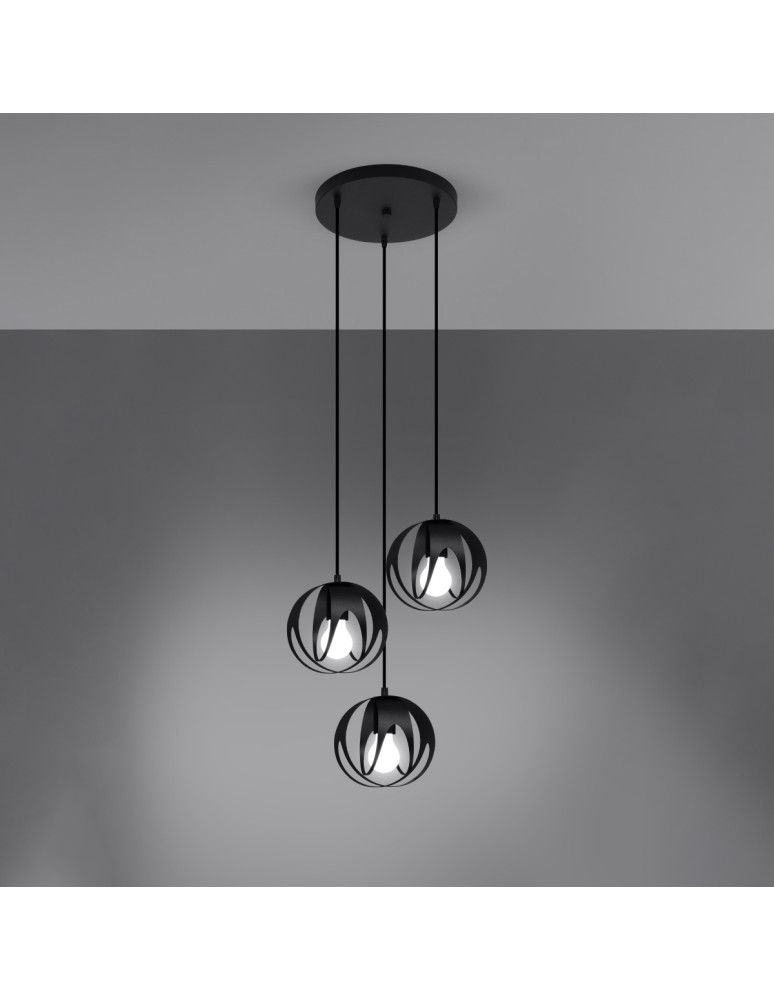 Sollux Lampa wisząca TULOS 3P czarna SL.1088 Sollux Lampa wisząca TULOS 3P czarna SL.1088
