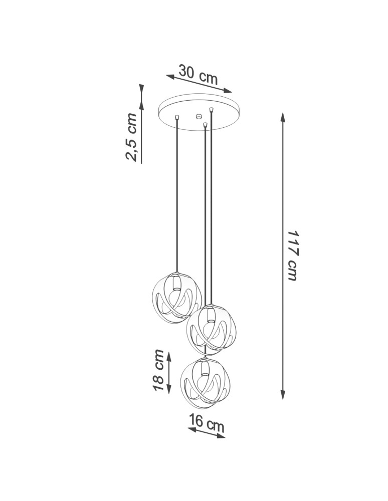 Sollux Lampa wisząca TULOS 3P czarna SL.1088 Sollux Lampa wisząca TULOS 3P czarna SL.1088