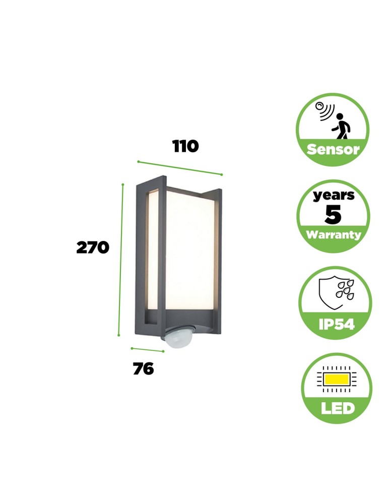 Lutec QUBO - CZUJNIK RUCHU Ścienna LED Antracyt 5193002118
