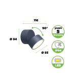 Kinkiety zewnętrzne - Lutec TRUMPET Sufitowa LED Antracyt 5626001118 - produkt 3