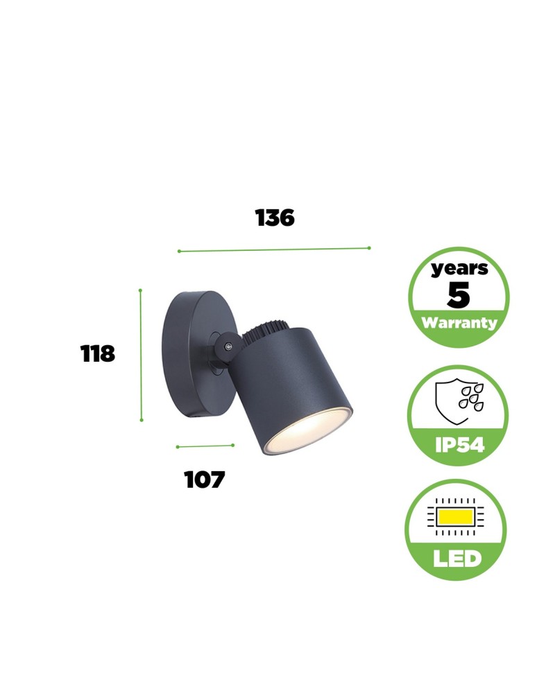 Lutec EXPLORER Ścienna LED Antracyt 6609202118