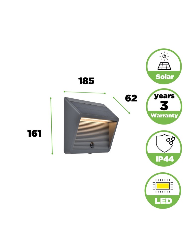 Lutec Zewnętrzna Solarna Ścienna LINKO SOLAR 6912301335 Lutec Zewnętrzna Solarna Ścienna LINKO SOLAR 6912301335