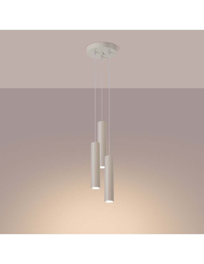 Sollux Lampa wisząca LAGOS 3P beżowa SL.1482 Sollux Lampa wisząca LAGOS 3P beżowa SL.1482