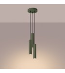 Lampy wiszące tuby - Sollux Lampa wisząca LAGOS 3P zielona oliwka SL.1487 - product 3