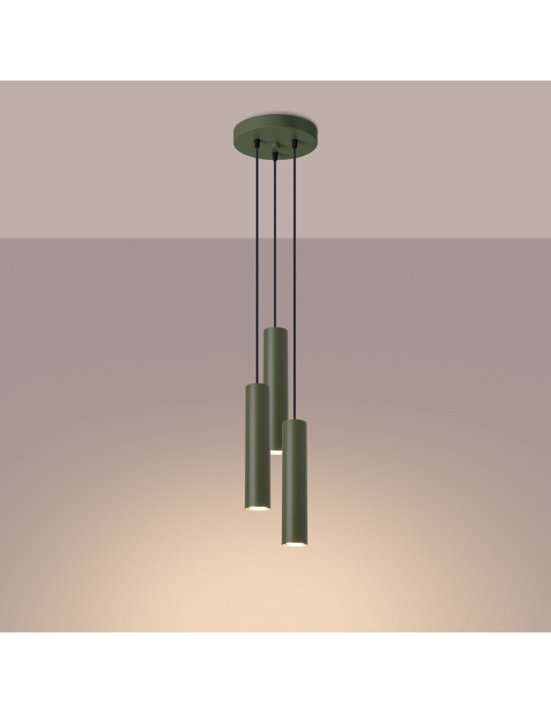 Sollux Lampa wisząca LAGOS 3P zielona oliwka SL.1487