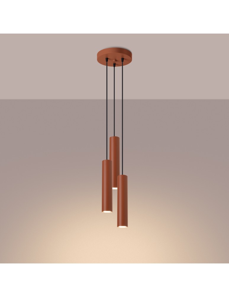 Sollux Lampa wisząca LAGOS 3P ochra czerwona SL.1492 Sollux Lampa wisząca LAGOS 3P ochra czerwona SL.1492