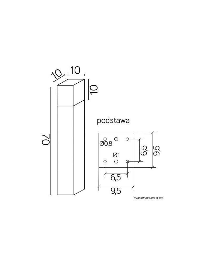 SU-MA CUBE MAX 70cm 1x20W E27 230V Czarny CB-MAX 700 BL Stojąca