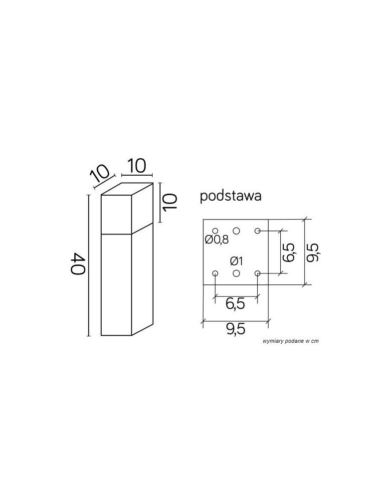 SU-MA CUBE MAX 40cm 1x20W E27 230V Ciemny popiel CB-MAX 400 DG Stojąca
