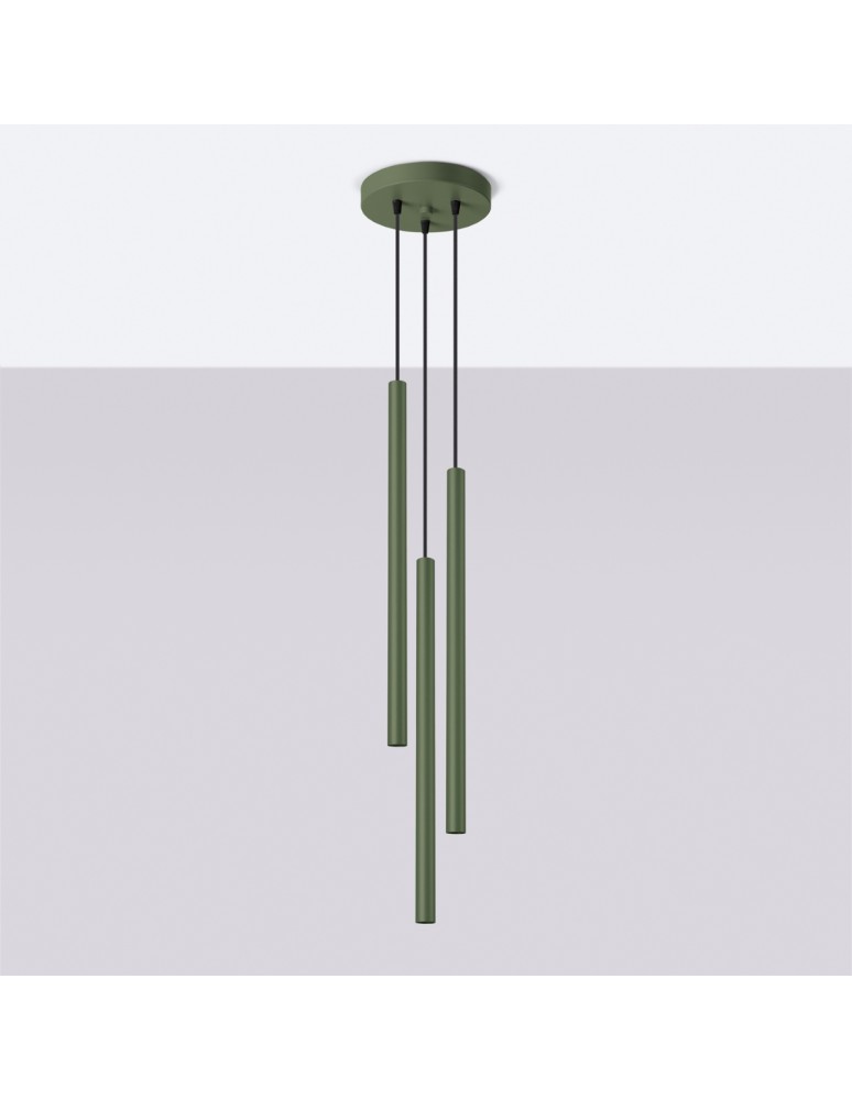 Sollux Lampa wisząca PASTELO 3P zielona oliwka SL.1521 Sollux Lampa wisząca PASTELO 3P zielona oliwka SL.1521