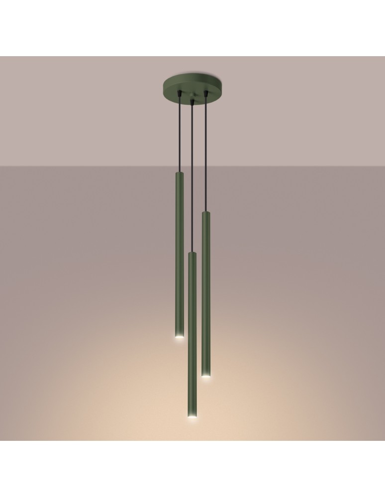 Sollux Lampa wisząca PASTELO 3P zielona oliwka SL.1521 Sollux Lampa wisząca PASTELO 3P zielona oliwka SL.1521
