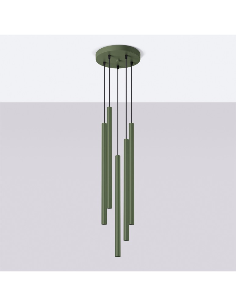 Sollux Lampa wisząca PASTELO 5P zielona oliwka SL.1522 Sollux Lampa wisząca PASTELO 5P zielona oliwka SL.1522