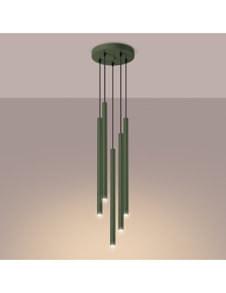 Sollux Lampa wisząca PASTELO 5P zielona oliwka SL.1522 Sollux Lampa wisząca PASTELO 5P zielona oliwka SL.1522