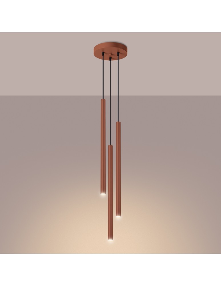 Sollux Lampa wisząca PASTELO 3P ochra czerwona SL.1527 Sollux Lampa wisząca PASTELO 3P ochra czerwona SL.1527