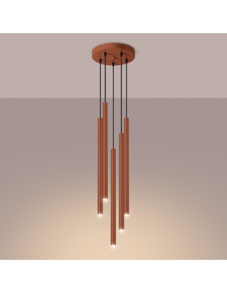 Sollux Lampa wisząca PASTELO 5P ochra czerwona SL.1528 Sollux Lampa wisząca PASTELO 5P ochra czerwona SL.1528