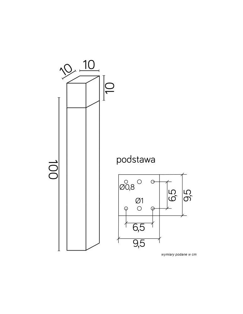 SU-MA CUBE MAX 100cm 1x20W E27 230V Srebrny CB-MAX 1000 AL Stojąca