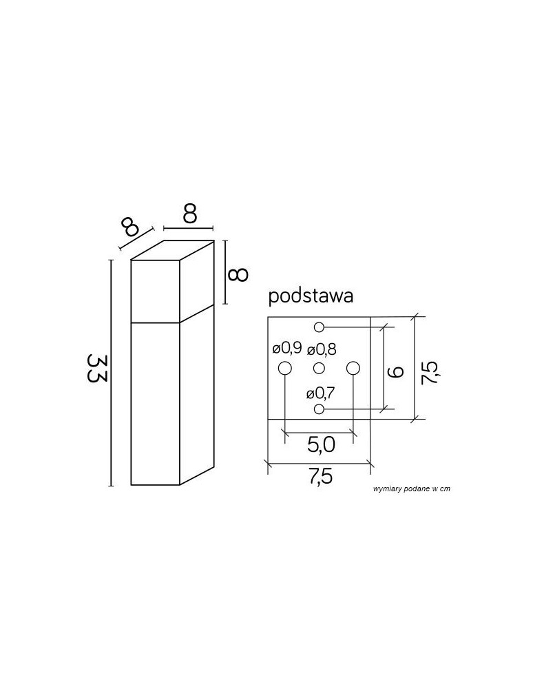 SU-MA CUBE 33cm 1x20W E27 230V Ciemny popiel CB-330 DG Stojąca