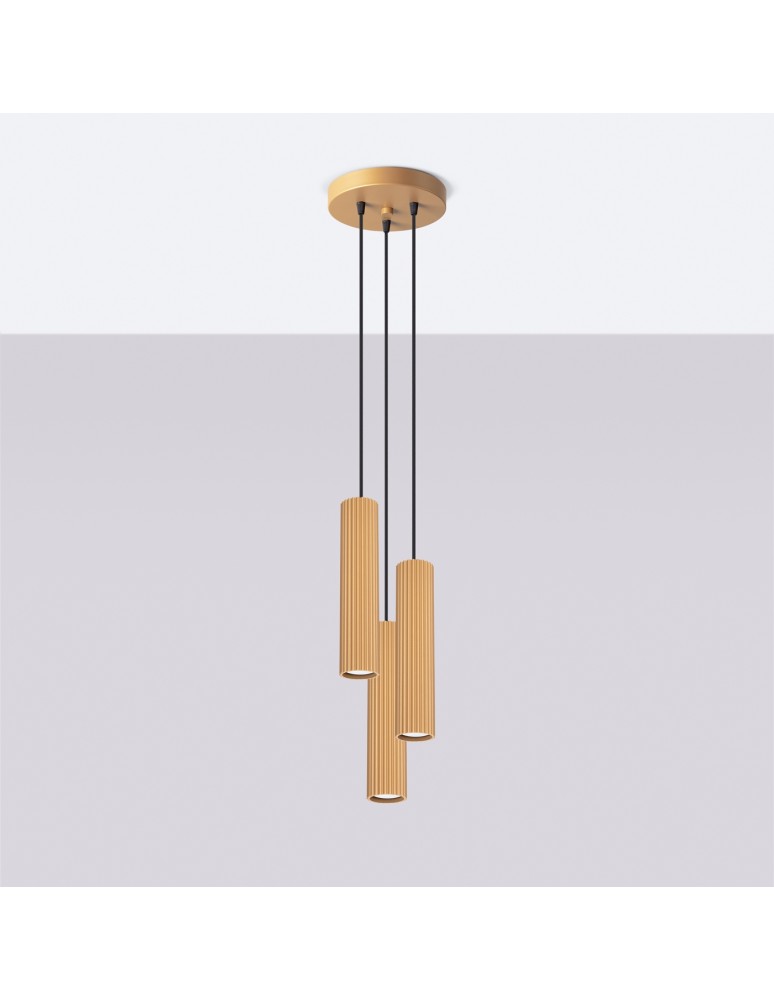 Sollux Lampa wisząca KARBON 3P złoty SL.1557 Sollux Lampa wisząca KARBON 3P złoty SL.1557