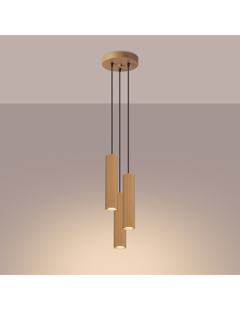 Sollux Lampa wisząca KARBON 3P złoty SL.1557 Sollux Lampa wisząca KARBON 3P złoty SL.1557