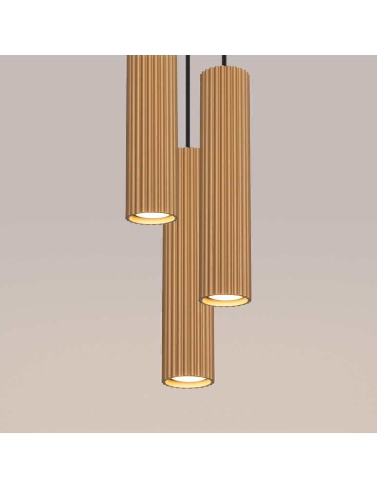 Sollux Lampa wisząca KARBON 3P złoty SL.1557 Sollux Lampa wisząca KARBON 3P złoty SL.1557