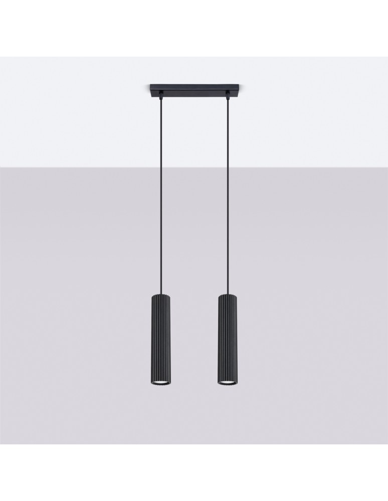Sollux Lampa wisząca KARBON 2 czarny SL.1574 Sollux Lampa wisząca KARBON 2 czarny SL.1574