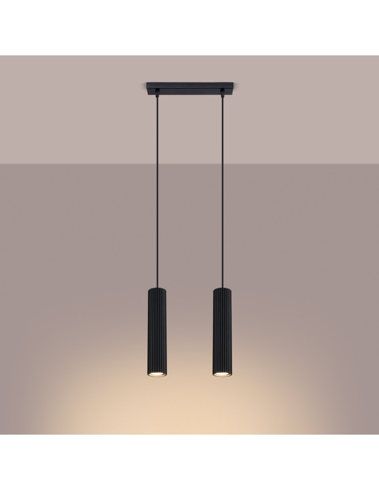 Sollux Lampa wisząca KARBON 2 czarny SL.1574 Sollux Lampa wisząca KARBON 2 czarny SL.1574