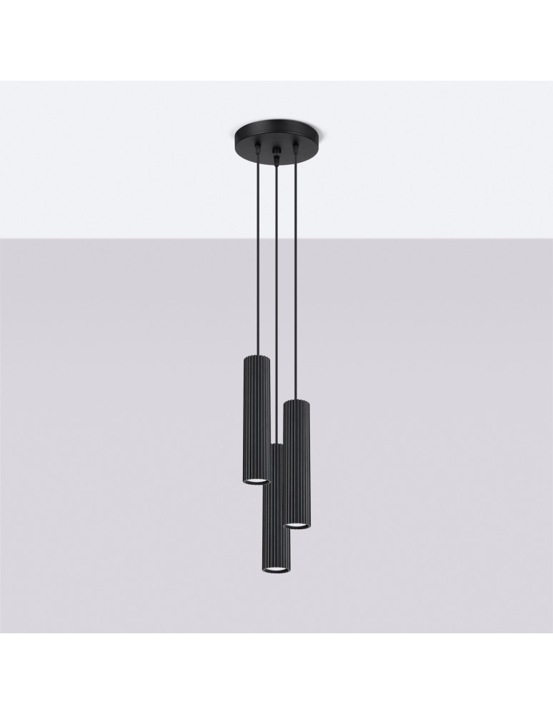 Sollux Lampa wisząca KARBON 3P czarny SL.1576 Sollux Lampa wisząca KARBON 3P czarny SL.1576