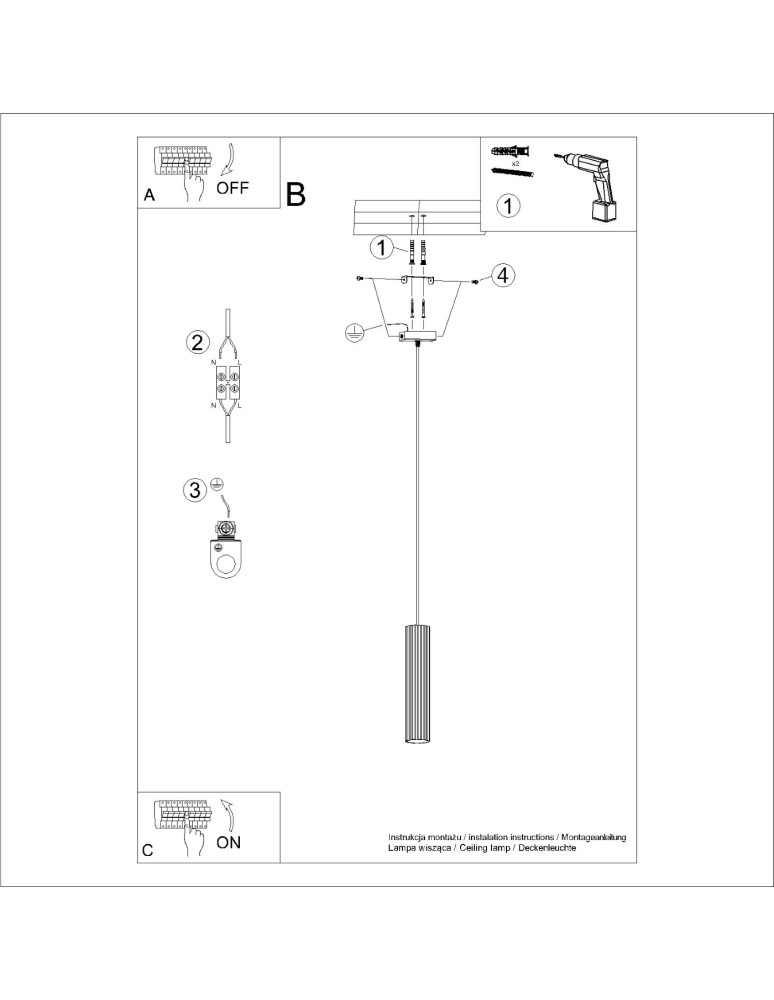 Sollux Lampa wisząca KARBON 1 beżowy SL.1592 Sollux Lampa wisząca KARBON 1 beżowy SL.1592