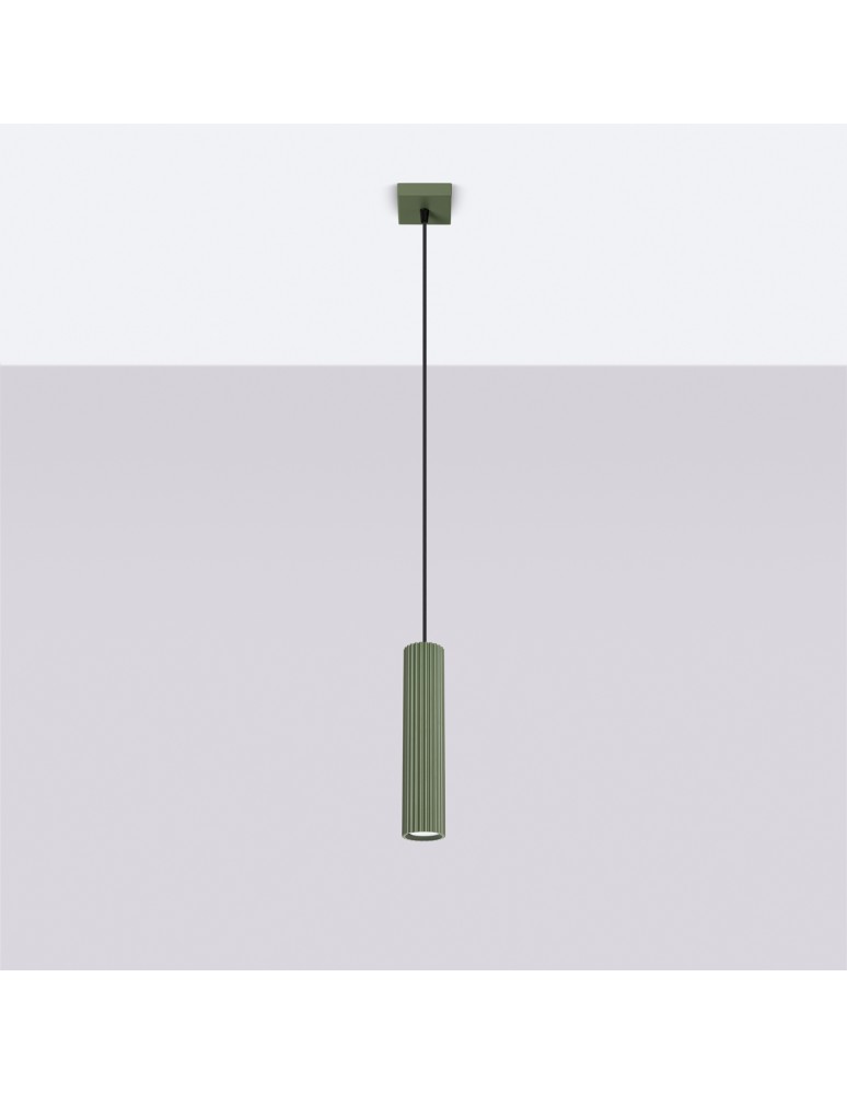 Sollux Lampa wisząca KARBON 1 zielony oliwkowy SL.1611 Sollux Lampa wisząca KARBON 1 zielony oliwkowy SL.1611