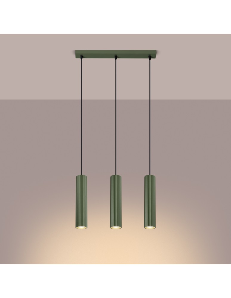 Sollux Lampa wisząca KARBON 3L zielona oliwka SL.1613 Sollux Lampa wisząca KARBON 3L zielona oliwka SL.1613