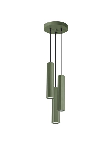 Sollux Lampa wisząca KARBON 3P zielona oliwka SL.1614