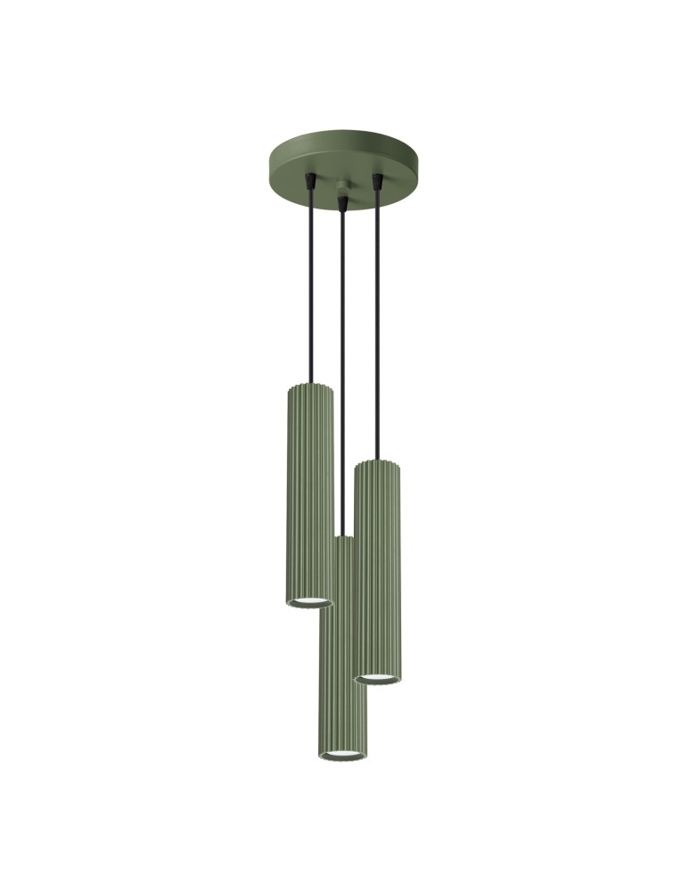 Sollux Lampa wisząca KARBON 3P zielona oliwka SL.1614