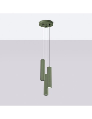 Sollux Lampa wisząca KARBON 3P zielona oliwka SL.1614 - produkt 2