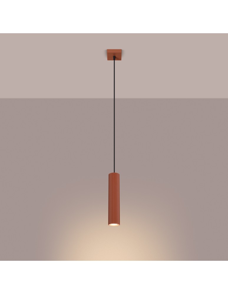Sollux Lampa wisząca KARBON 1 ochra czerwona SL.1630 Sollux Lampa wisząca KARBON 1 ochra czerwona SL.1630