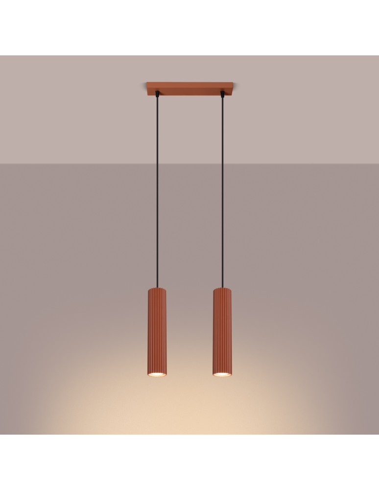 Sollux Lampa wisząca KARBON 2 ochra czerwona SL.1631 Sollux Lampa wisząca KARBON 2 ochra czerwona SL.1631