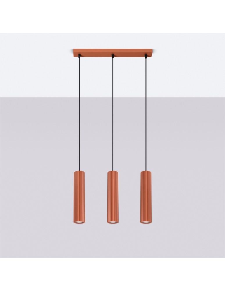 Sollux Lampa wisząca KARBON 3L ochra czerwona SL.1632 Sollux Lampa wisząca KARBON 3L ochra czerwona SL.1632