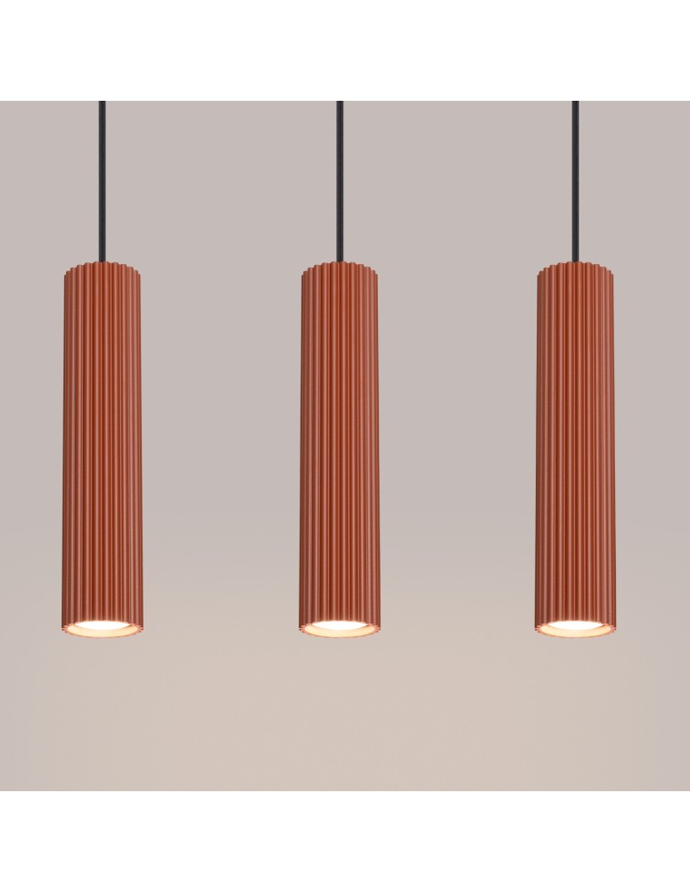 Sollux Lampa wisząca KARBON 3L ochra czerwona SL.1632 Sollux Lampa wisząca KARBON 3L ochra czerwona SL.1632