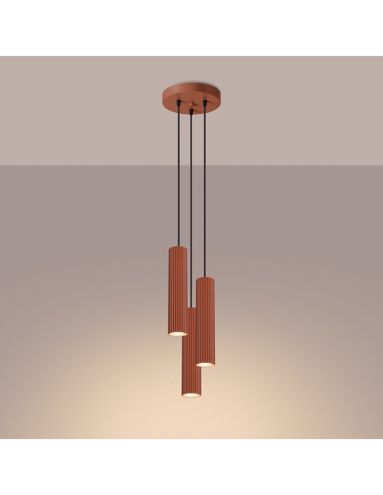 Sollux Lampa wisząca KARBON 3P ochra czerwona SL.1633 Sollux Lampa wisząca KARBON 3P ochra czerwona SL.1633