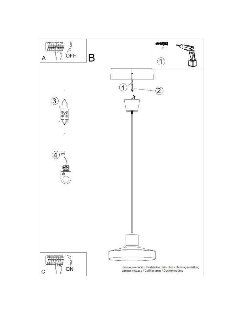 Sollux Lampa wisząca BILO beżowa SL.1704 Sollux Lampa wisząca BILO beżowa SL.1704