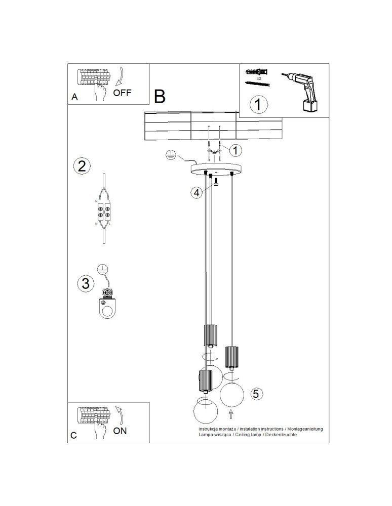 Sollux Lampa wisząca HALO 3P biała SL.1710 Sollux Lampa wisząca HALO 3P biała SL.1710