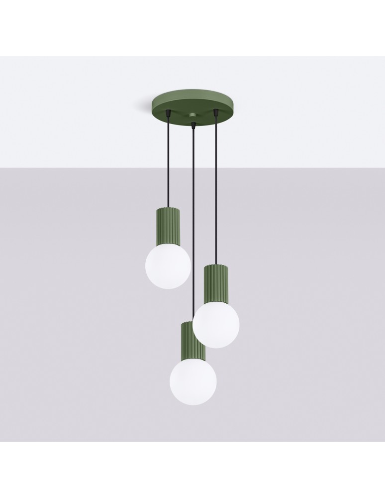 Sollux Lampa wisząca HALO 3P zielona oliwka SL.1725 Sollux Lampa wisząca HALO 3P zielona oliwka SL.1725
