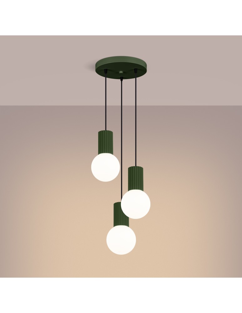 Sollux Lampa wisząca HALO 3P zielona oliwka SL.1725 Sollux Lampa wisząca HALO 3P zielona oliwka SL.1725