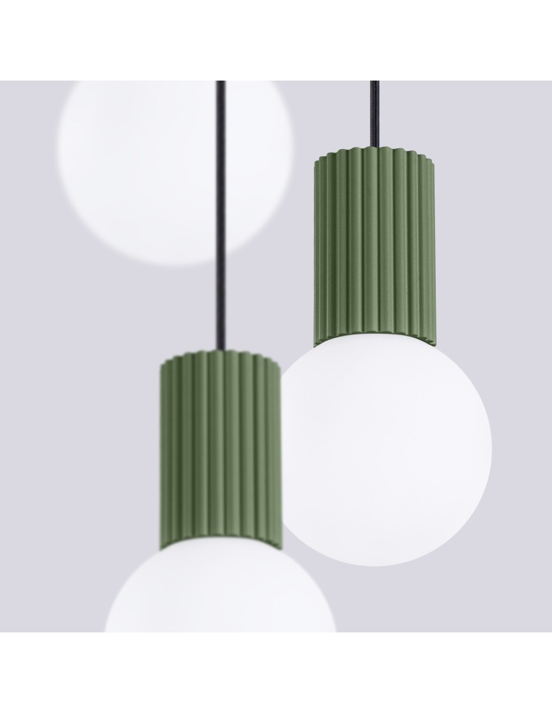 Sollux Lampa wisząca HALO 3P zielona oliwka SL.1725 Sollux Lampa wisząca HALO 3P zielona oliwka SL.1725