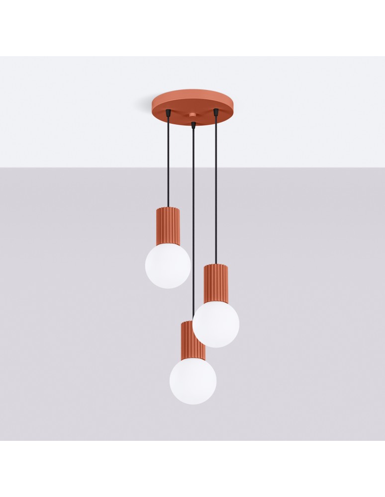Sollux Lampa wisząca HALO 3P ochra czerwona SL.1730 Sollux Lampa wisząca HALO 3P ochra czerwona SL.1730