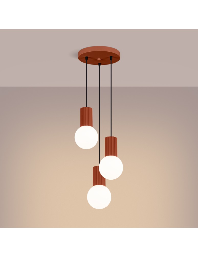 Sollux Lampa wisząca HALO 3P ochra czerwona SL.1730 Sollux Lampa wisząca HALO 3P ochra czerwona SL.1730