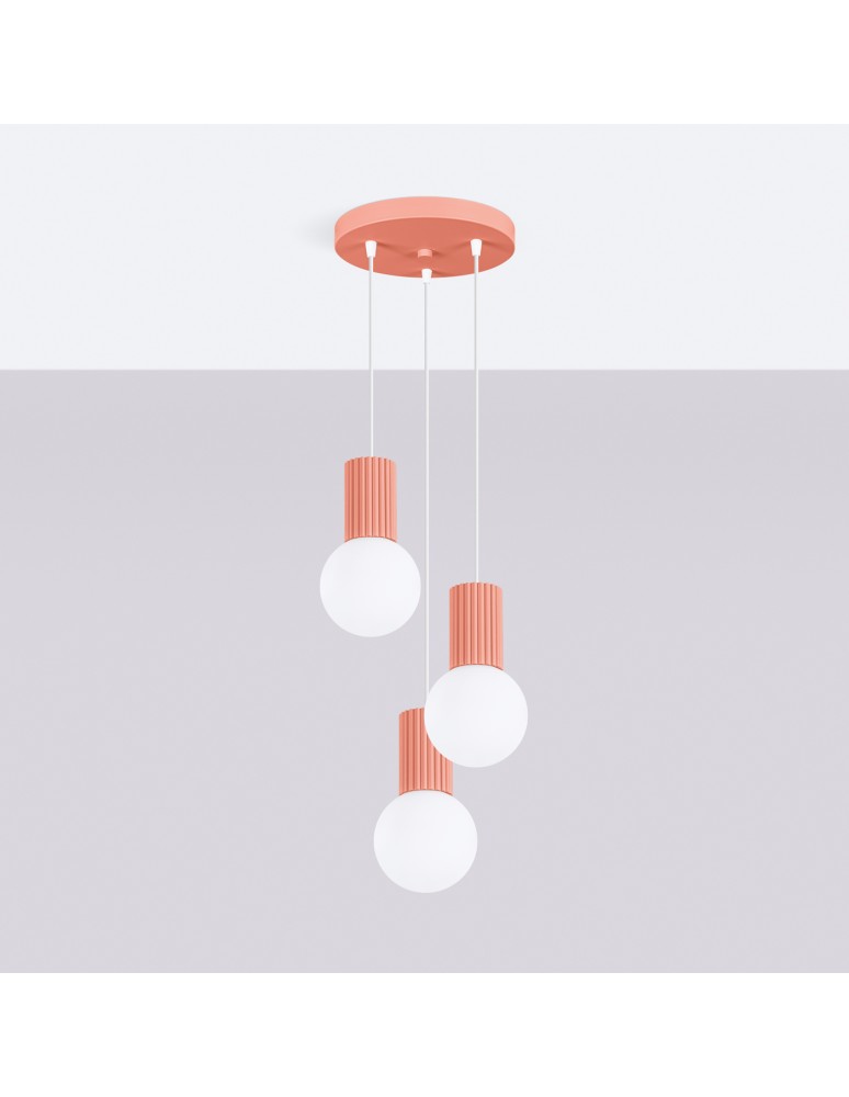 Sollux Lampa wisząca HALO 3P brzoskwiniowa SL.1755 Sollux Lampa wisząca HALO 3P brzoskwiniowa SL.1755